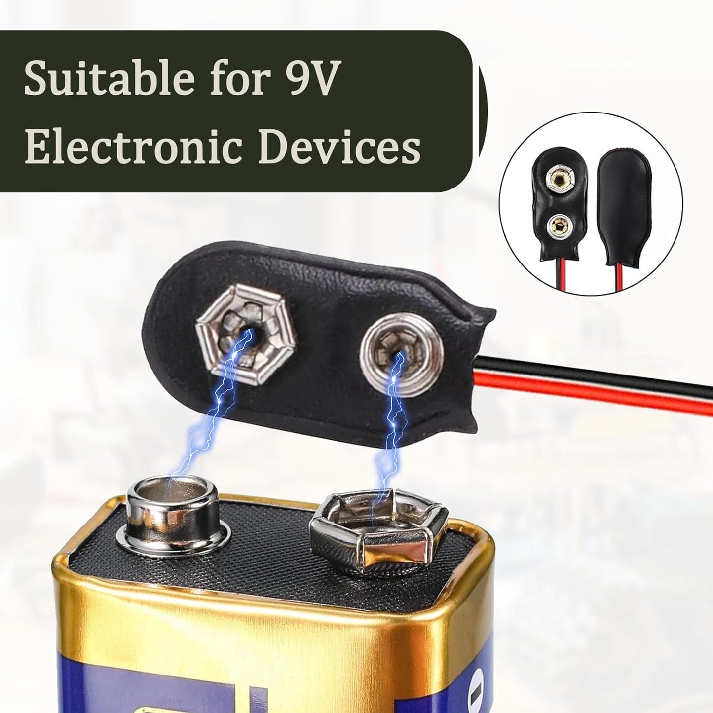 20 Pieces 9V Battery Connector, 9V Connectors with 15 cm Cable, Male to Female Connector, Adapters for DIY Projects, Electronic Tools, Battery Devices, Compatible with Power Bank