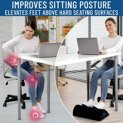 Everlasting Comfort Memory Foam Foot Rest Under Desk - Ergonomic Office Foot Stool, Ideal Office Accessory for Foot Support, Repose Pied Bureau