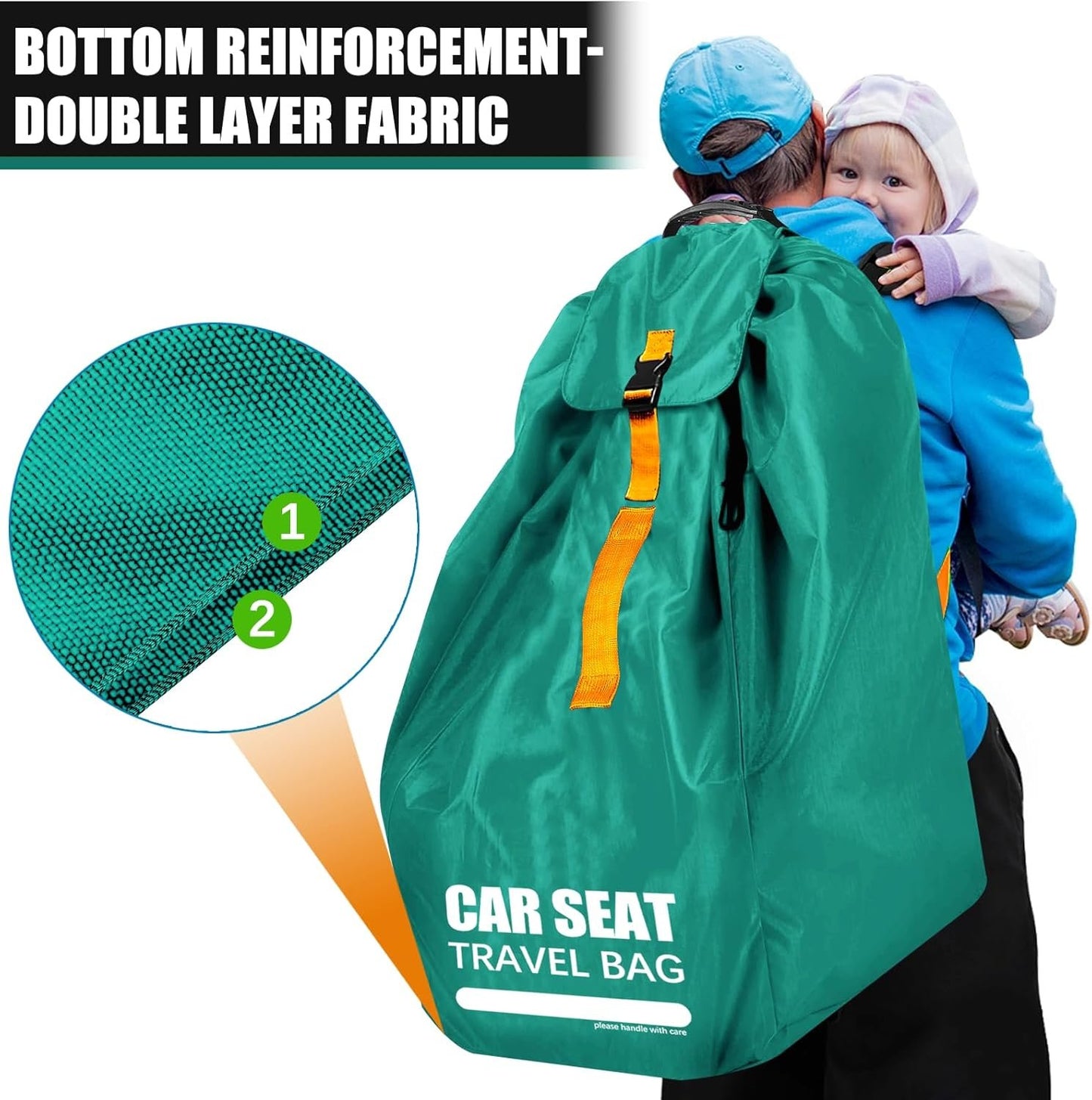 Car Seat Travel Bag for Airplane, Large Car Seat Bags for Air Travel with Padded Straps, Gate Check Storage Bag/Backpack for Car Seat Airport, Carseat Cover Travel-Baby Travel Essentials for Flying