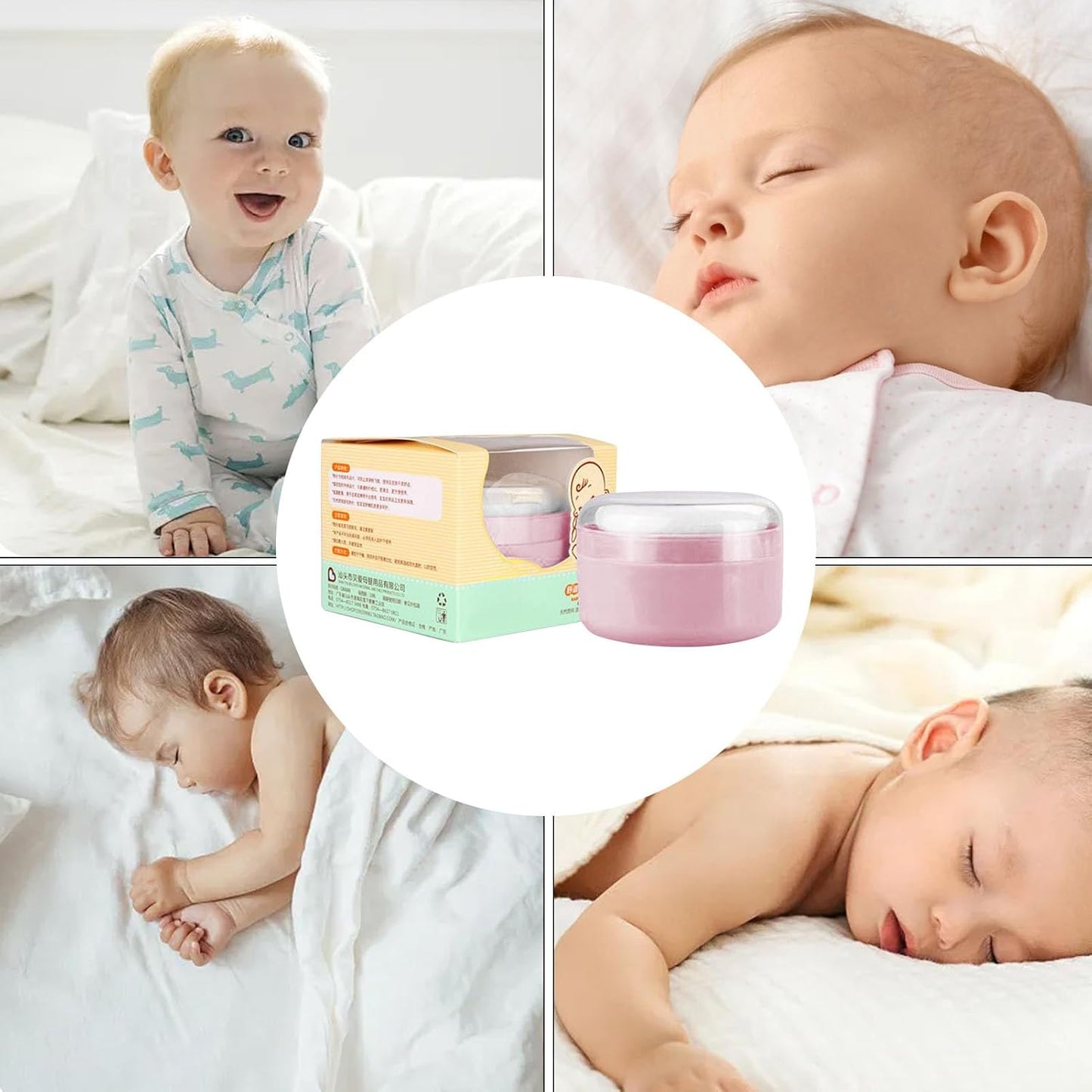 Contenitore in polvere, per bambini Talcum Storage Box with Puff, Dusting Holder for Bath and Loose Powders, Portable Cosmetic Case, Perfect for Travel, Nursery, & Daily Grooming Use