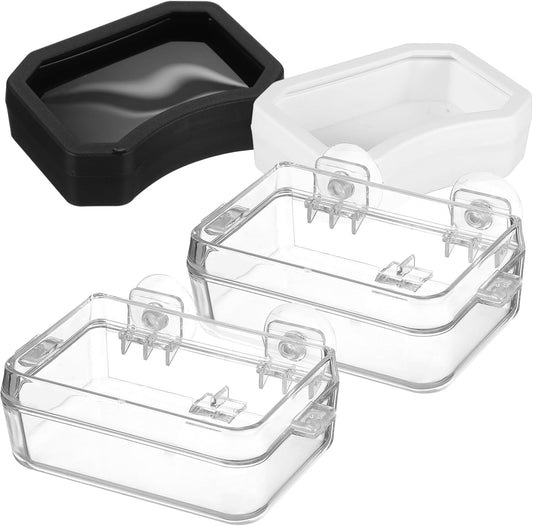 BCOATH 2Pcs Reptile Feeder Cup and Water Dish Escape Feeding Bowl with Transparent Design for Lizard Bearded Dragon Gecko for Watering and Feeding Reptiles