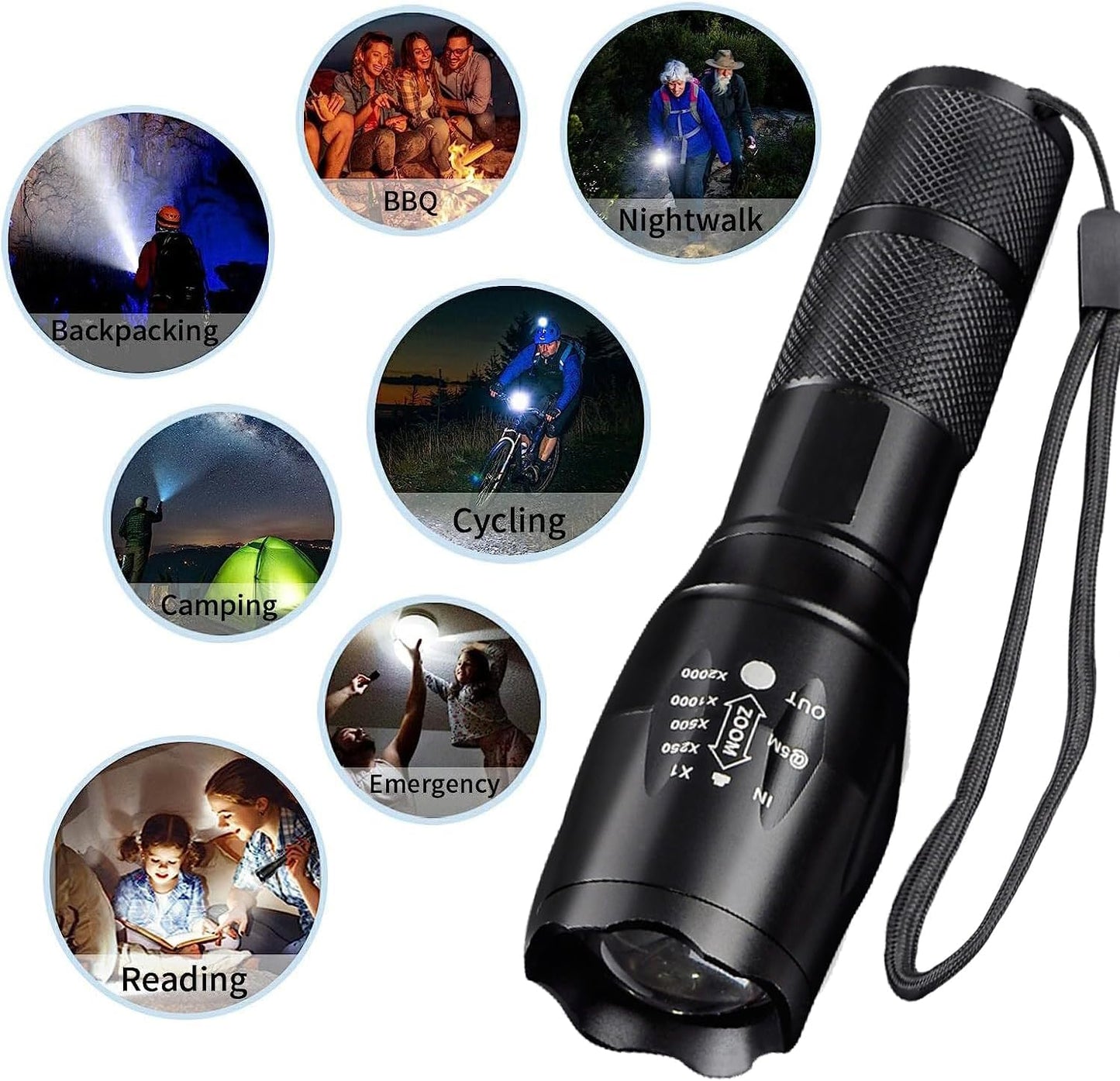 MVIOCS 5 Pack Flashlights High Lumens, Powerful Tactical Flashlights with 5 Modes, Waterproof Zoomable Small LED Handheld Flash Light for Home Emergencies Camping Hurricane