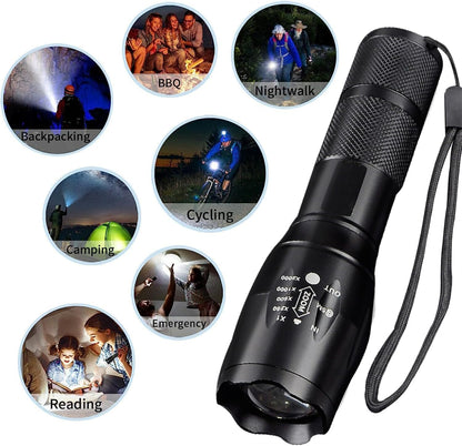 MVIOCS 5 Pack Flashlights High Lumens, Powerful Tactical Flashlights with 5 Modes, Waterproof Zoomable Small LED Handheld Flash Light for Home Emergencies Camping Hurricane