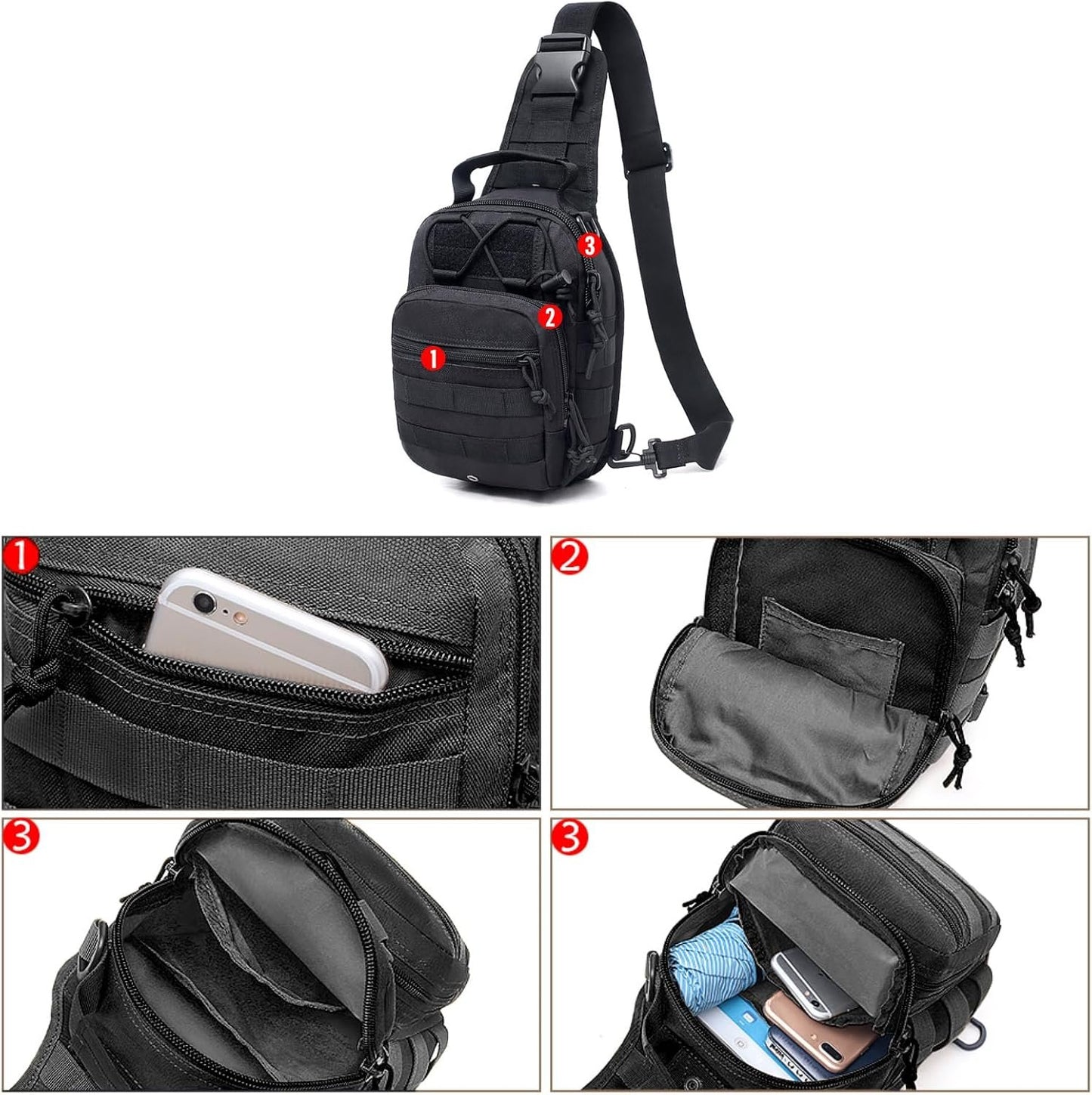 Azarxis Tactical Waist Pack Bag Pouch Pack with Water Bottle Holder Outdoor Waist Shoulder Bag for Cycling Camping Climbing Hiking Trekking Running Hunting Fishing Travel