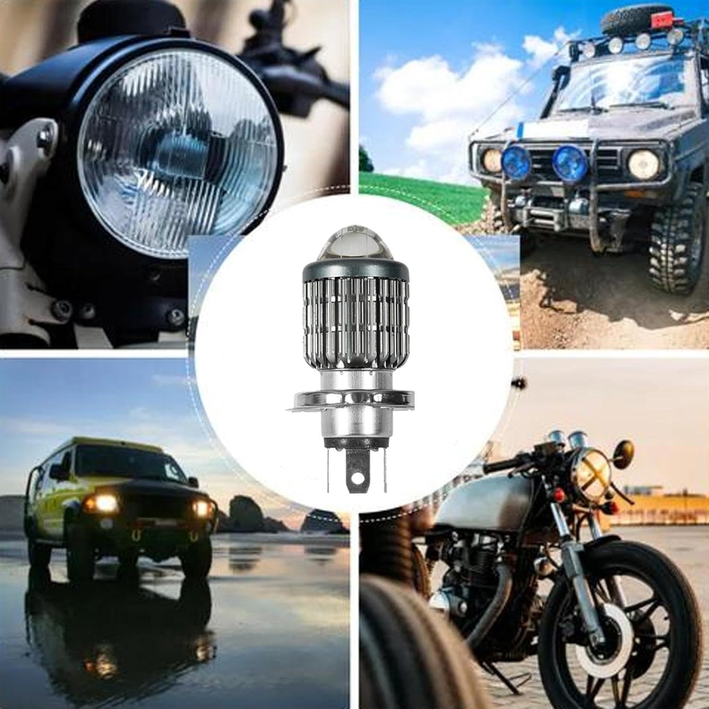 Générique LED Headlight Motorcycle, High Brightness LED Driving Lights, Resistant Design, Efficient & Long Lasting, Waterproof, GuideBulb Replacement Parts, Accessories, 1-Pack