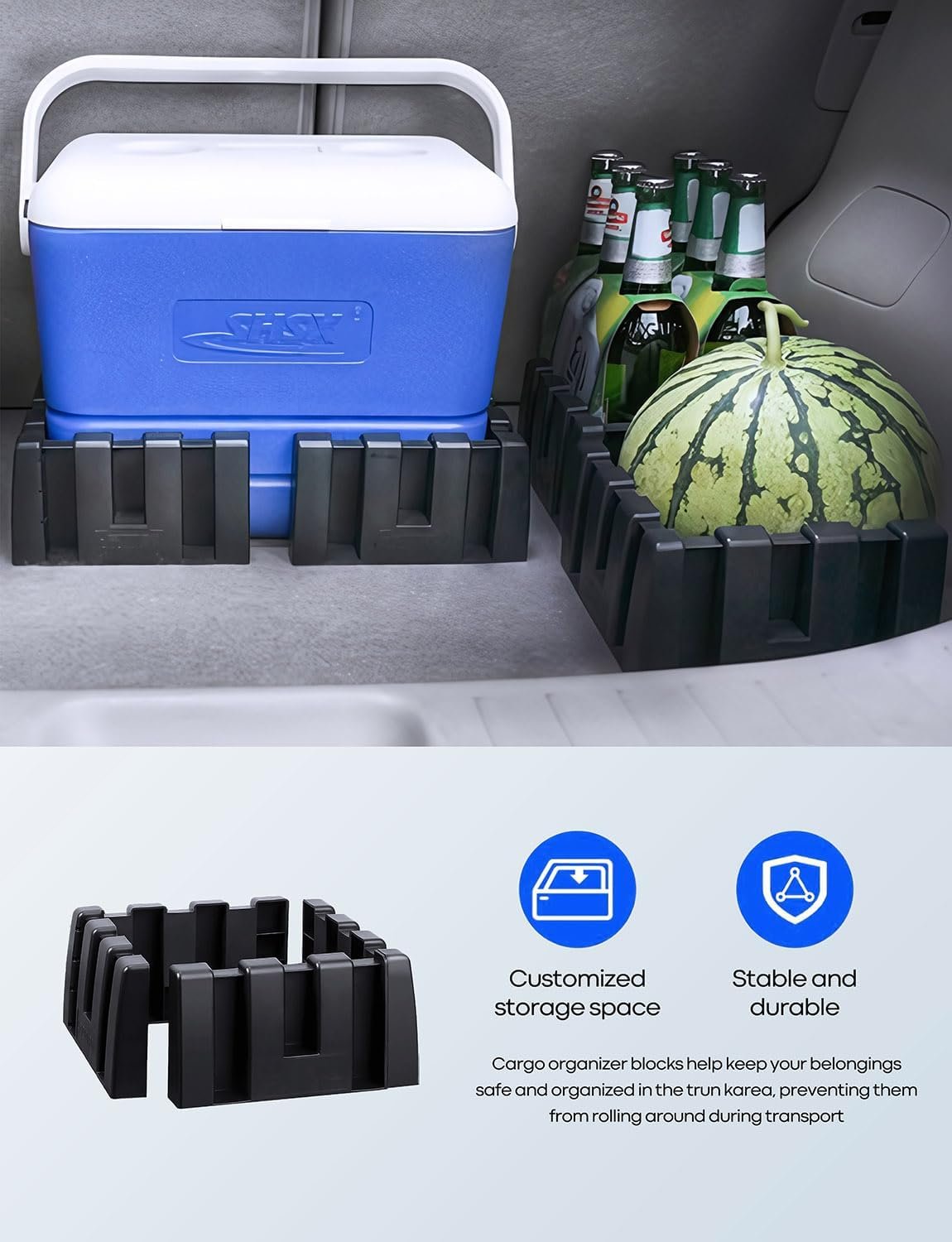 1 Set Multipurpose Car Trunk Organizer Blocks - Plastic Cargo Dividers for SUV/Truck/Car，Maximize Trunk Space