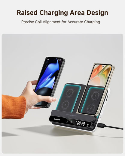SwanScout Charging Station for Pixel 9 Pro Fold/Pixel Fold/9 Pro/8/7, Wireless Charger for Pixel Watch 3/2/Fitbit Versa 4/3/Sense 2(Not for Pixel Watch 1), for Pixel Buds Pro 2, SwanScout 710FG2