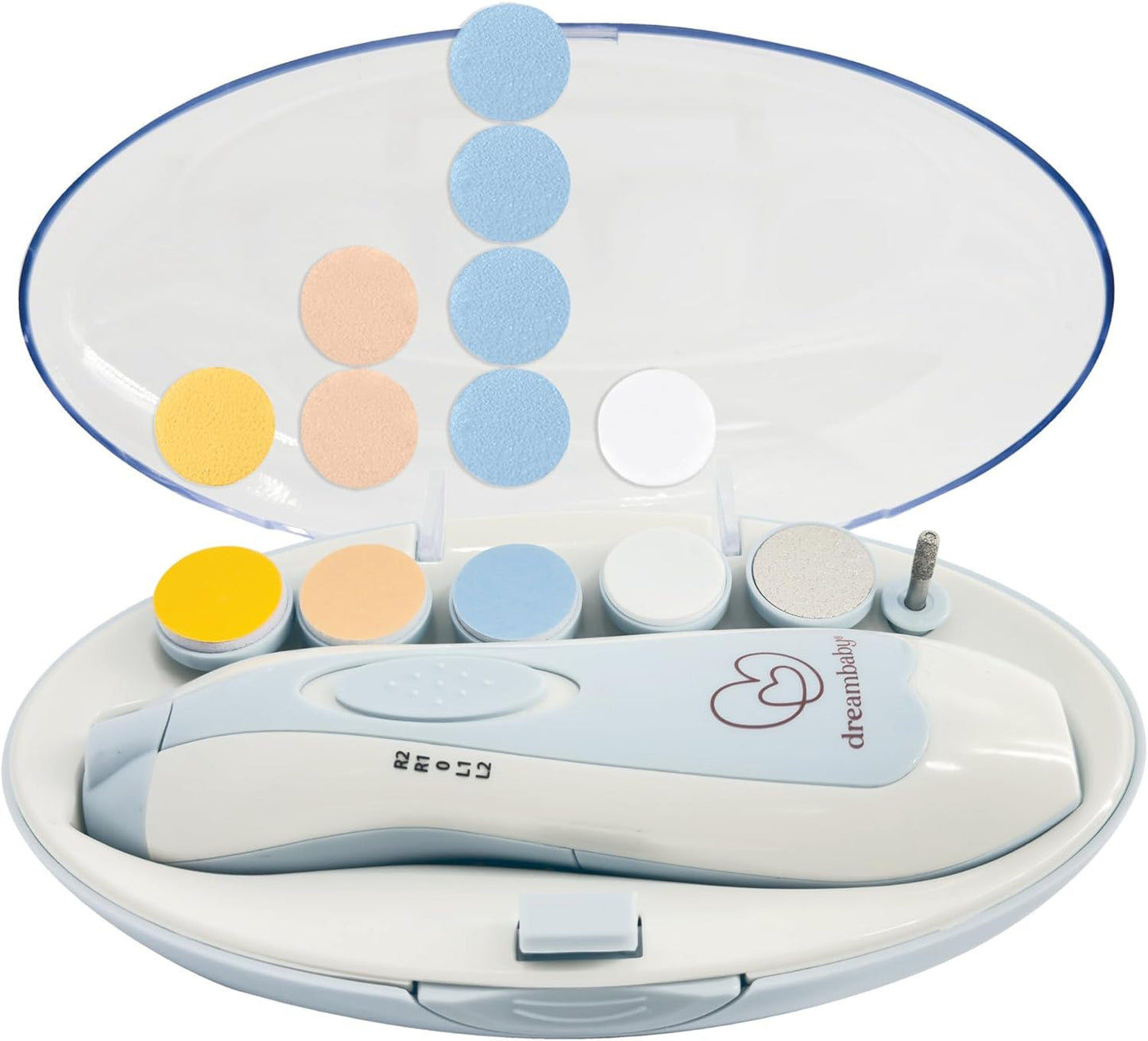 Dreambaby Baby & Me Nail Care Kit - 16 Piece Electric Nail Trimmer for Babies - Comes with 6 Shape & Trim Options and 8 Replacement Pads