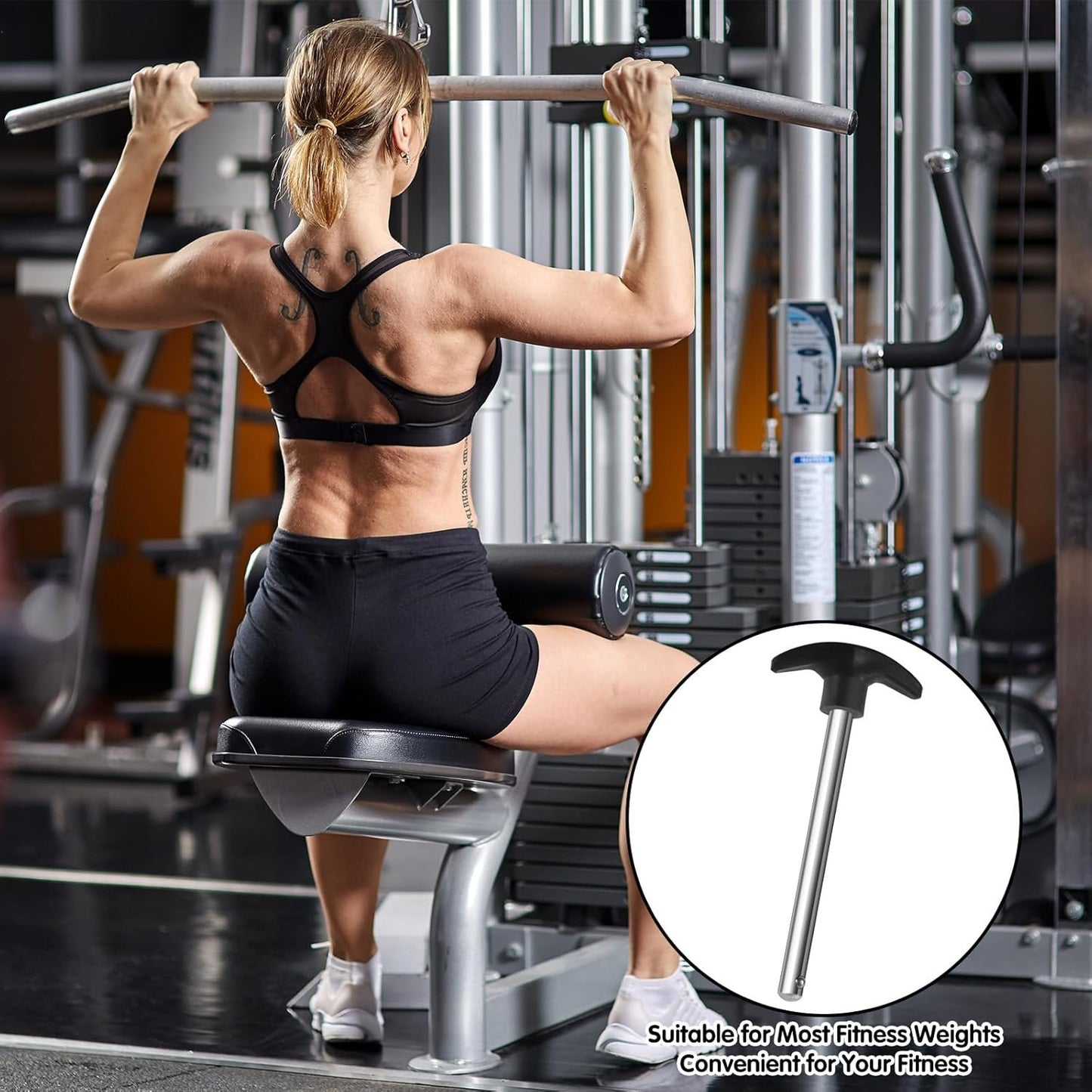 2Pcs Gym Weight Stack Pin, Locking Space Gym Pin Crescent-Shaped Drop Set Pins Gym Stainless Steel Training Loading Pin, Gym Pins for Weight Stack Home Gym Health Club Exercise Machine Accessories