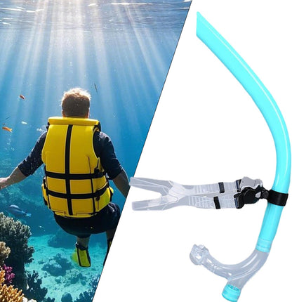 Swim Snorkel Lap Swimming, Dry Top Snorkel Tube with Soft Silicone Mouthpiece Adjustable Training Headstrap, Comfortable Diving Gear Ideal for Water Workouts and Scuba Practice