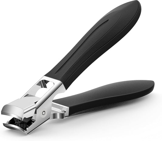 FERYES Nail Clippers for Thick Nails with Catcher, Soft Grip Rubber Handle Fingernail Clippers for Effortless Nail Care, Precision & Powerful Thick Nail Cutter for Senior, Men and Women