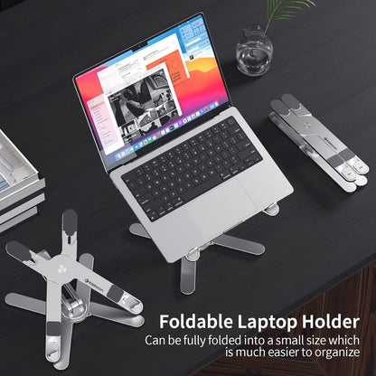 Laptop Stand Kamoon Portable Adjustable Tablet Computer Stand Aluminum Alloy Folding Laptop Stand Compatible MacBook Air Pro, HP More 10-15.6" Laptops & Tablet (Silver-03)