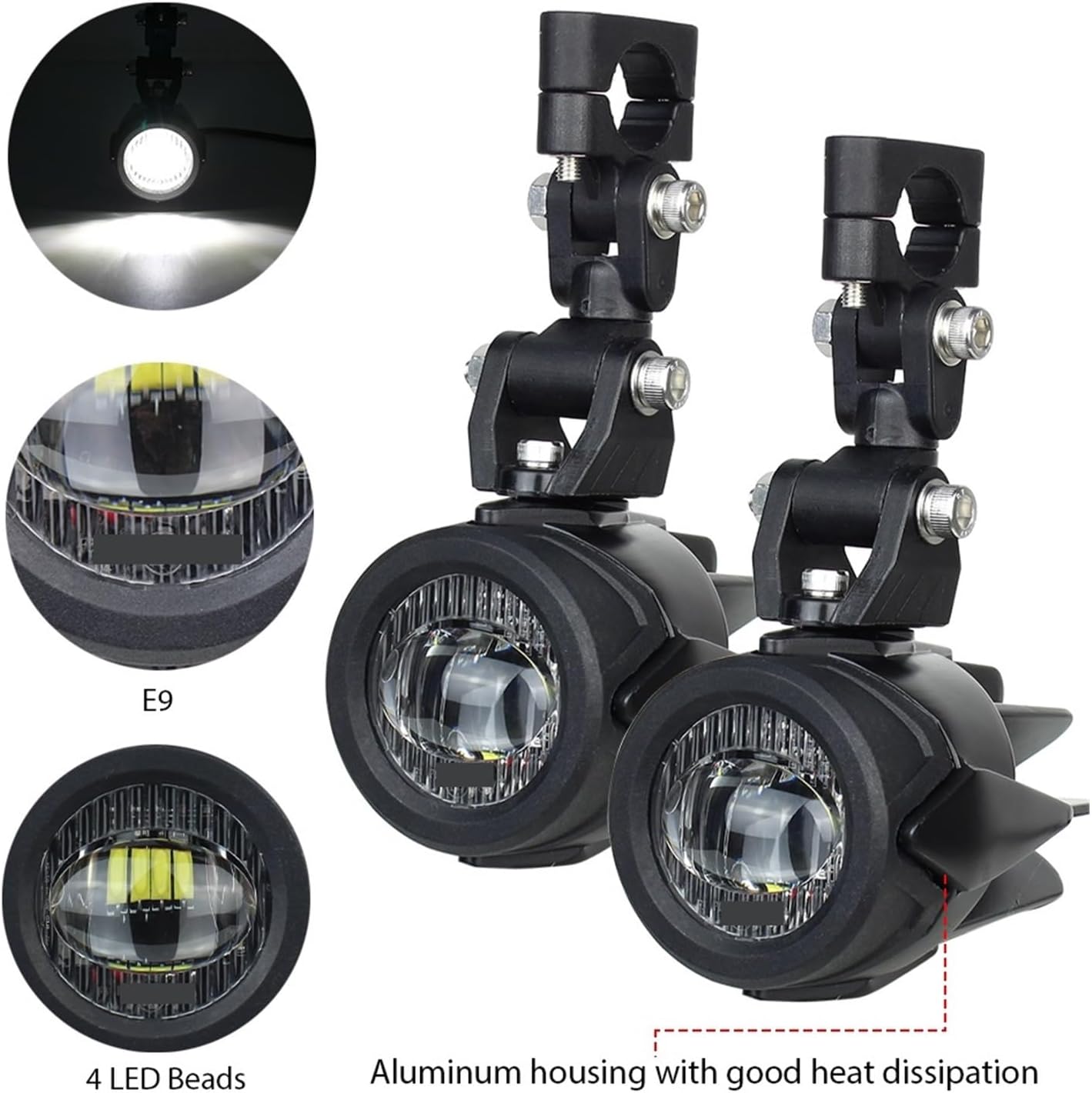 KNGFWBSW Auxiliary Lights Motorcycle Fog Light Upgrade Brighter Lamp 40W 6000K Compatible with M/W R1200GS F800GS F700GS F650 K1600(Light Cover)