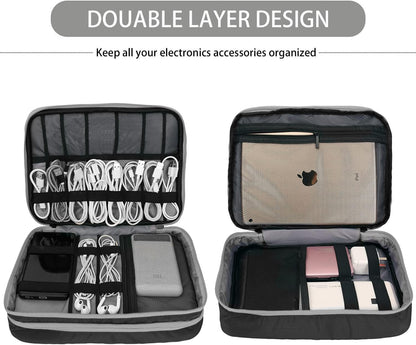 Gocokia Double Layer Large Capacity Electronic Travel Accessories Organizer Bag