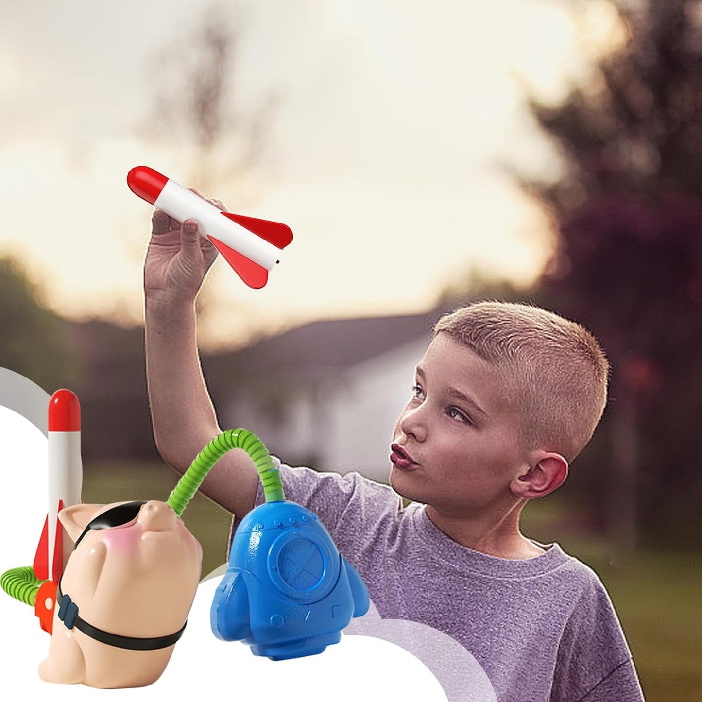 ccuzs Toy Rocket for Kids, Foam Rocket Set, Outdoor Play Toy, Fun Launching Games, Birthdays, Christmas, New Year, Easter, And Anniversaries, 9.84x8.27x2.95in