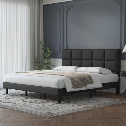 Natulliy Upholstered Platforms Twin Bed Frames with Headboard，Underbed Storage Heavy Duty Steel Slat Support Black Twin Bed Frames