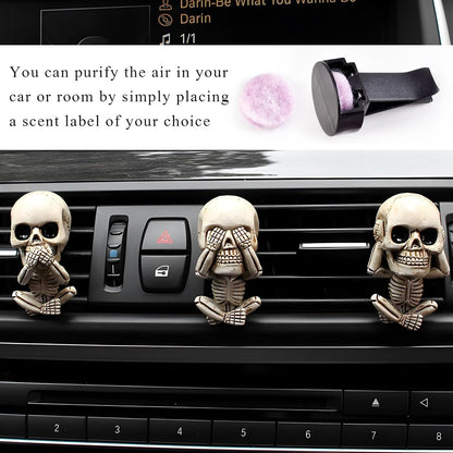 JUSTTOP 3 PCS Skull Car Air Freshener, Cool Skeleton Auto Air Freshener with Vent Clips, Air Fresheners Vent Clips Diffusers for Car Office Home Decor, Interior Car Accessories