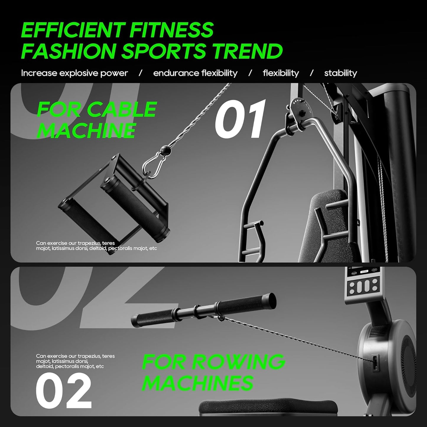 QPARVERS Cable Machine Attachment LAT Pulldown Attachments Cable Machine Accessories for Home Gym
