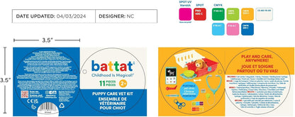 Battat – Mini Vet Playset (11pc) – Plush Dog & Carrier – Stickers & Checklist – Toy Stethoscope & Bone – 2 Years + – Puppy Care Vet Kit
