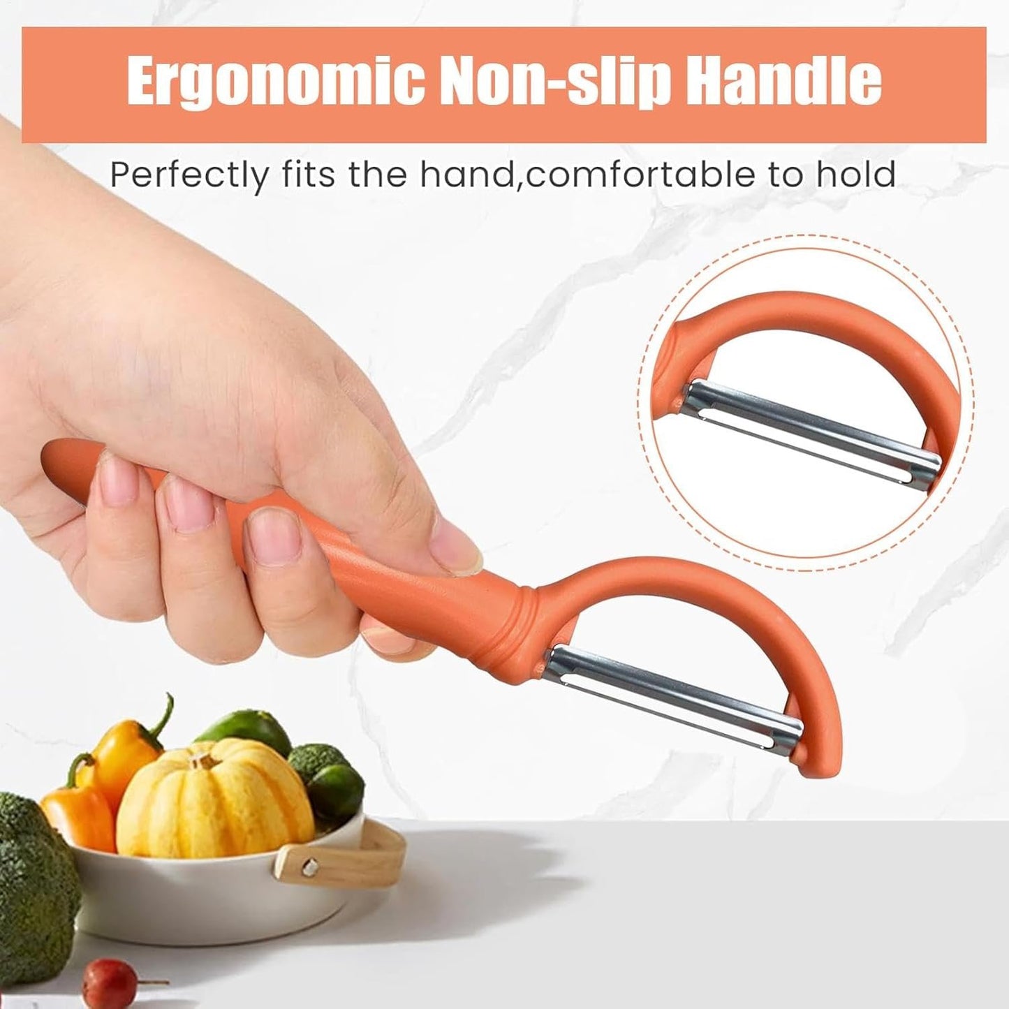 Peeler for Kitchen, Stainless Steel Peeler - 3x Stainless Steel Vegetable Fruit Peeler,Ergonomic Design Food Prep Vegetable Processing Tool for Potato, Pep