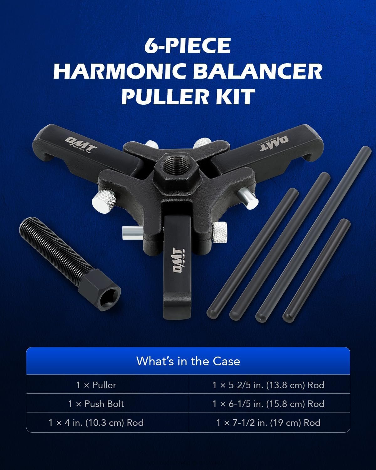 Orion Motor Tech Harmonic Balancer Puller Kit, Professional Automotive Tool Set for Removing Harmonic Dampers & Balancers, 3 Jaw Pulley Puller Set Compatible with Chevy GM Chrysler Cadillac Ford More