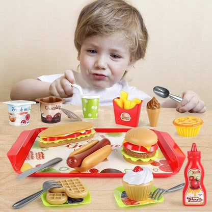 LiDi RC Fast Food Set 59 PCS Kitchen Toy Set for Pretend Play, Kitchen Accessories,Removable Food Toy, Kids Toddlers Play Food Toys, Party Favor Christmas Stocking Stuffers