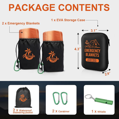 Guijinga Emergency Blanket, 2-Pack/4-Pack Emergency Blanket for car, Gigantic & Extremely Thick Space Blanket, Suitable for Outdoor Survival, Camping, and Hiking