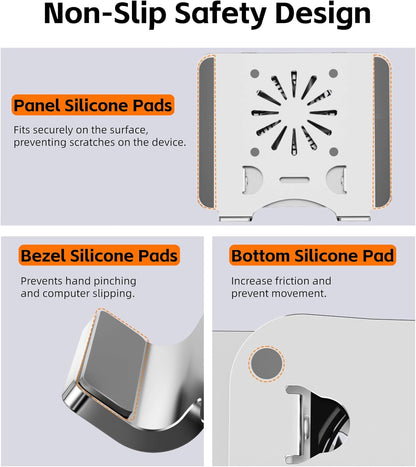 Laptop Cooling Stand, Height Adjustable Laptop Stand for Desk with Cooling Fan, Ergonimic Foldable Laptop Cooling Pad Portable Computer Stand for Laptops Tablets Up to 17in