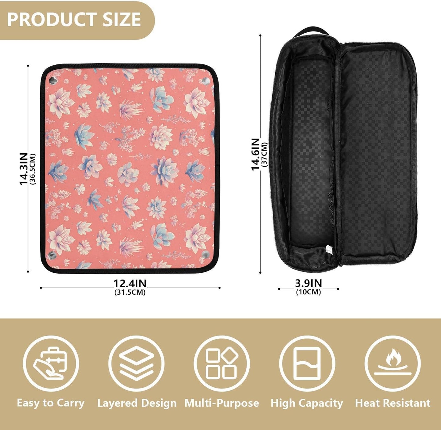 Borsa da viaggio per strumenti per capelli grasse carina e tappetino resistente al calore, borsa da viaggio organizer per utensili caldi e accessori per la cura dei capelli, essenziali da viaggio per