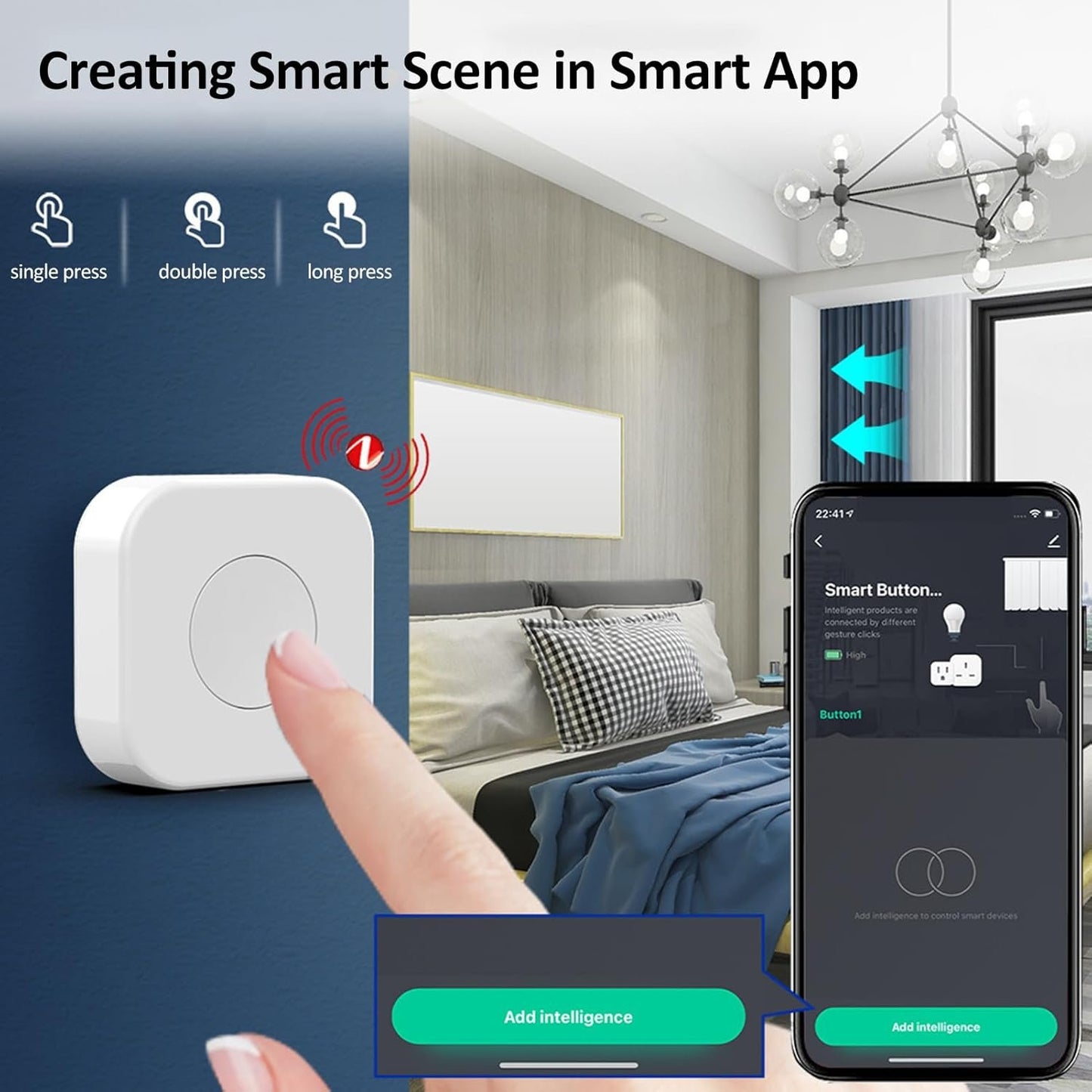 ZigBee 3.0 Smart Button Switch Wireless Mini Switch for DIY Home Automation Scene APP Remote Control Intelligent Light Switch Household Appliances Smart Control