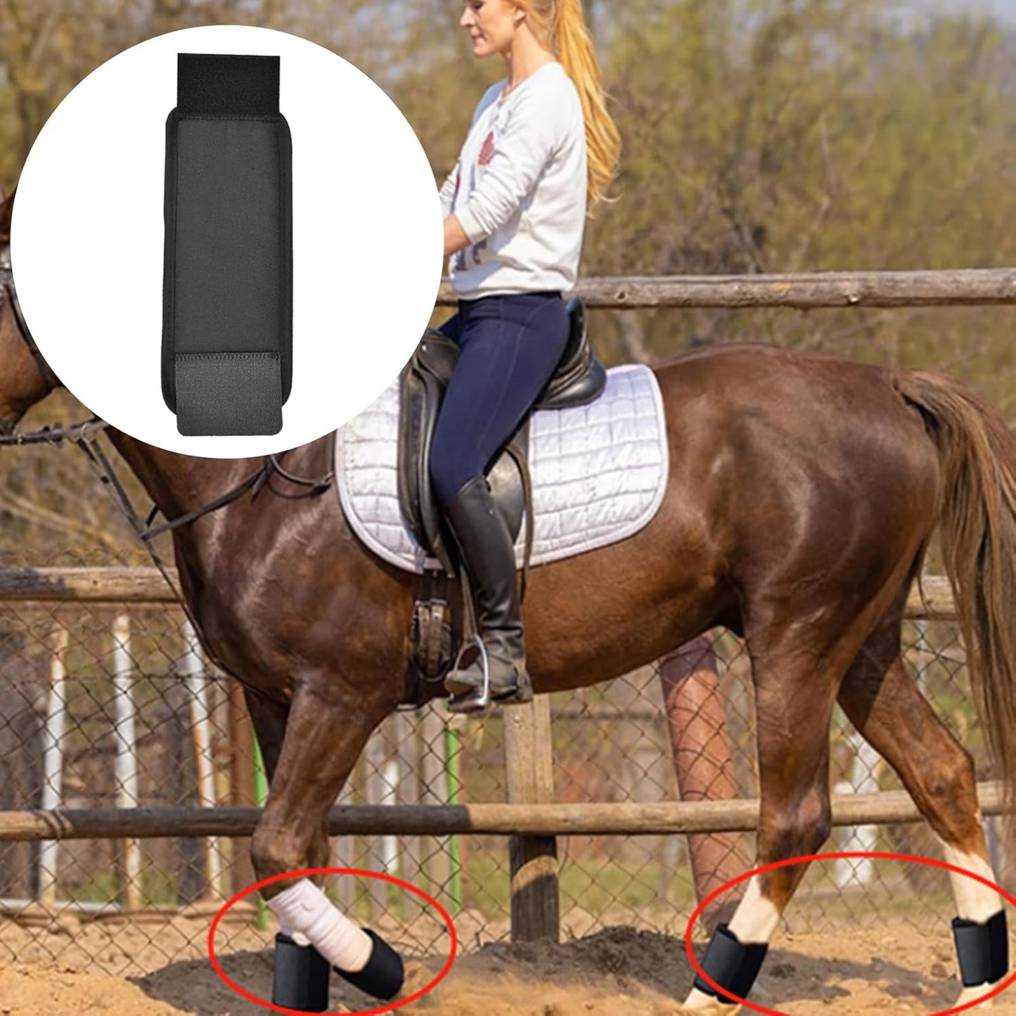 Horse Hoof Boots, Sturdy Leg Guard Footwear, Shock-Absorbing Protective Gear for Equestrian Training, Riding, Travel, Dressage, Show Jumping, Outdoor Performance