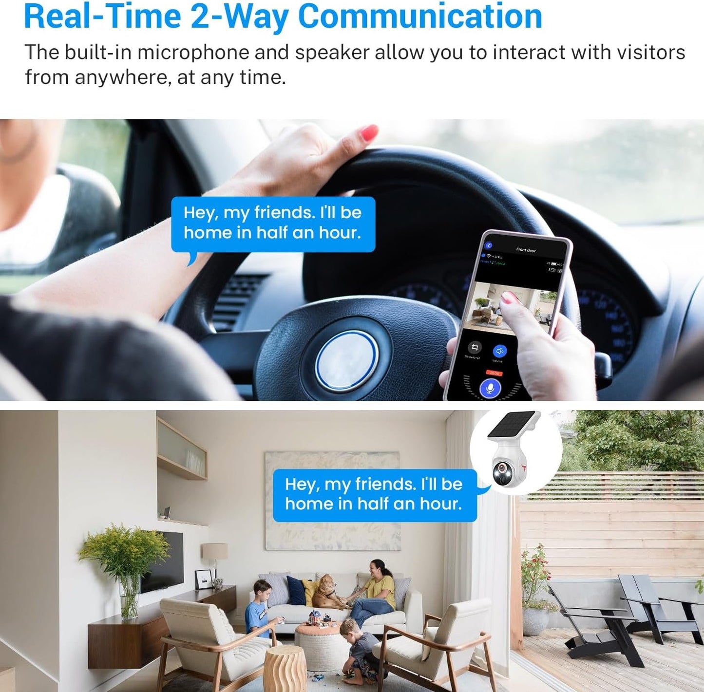 1080p Security Camera Wireless with Solar Panel, Smart AI Human Detection, 2-Way Audio, Color Night Vision, 2.4G WiFi, Cloud Storage, Indoor/Outdoor Surveillance Bullet Cam (WiFi)