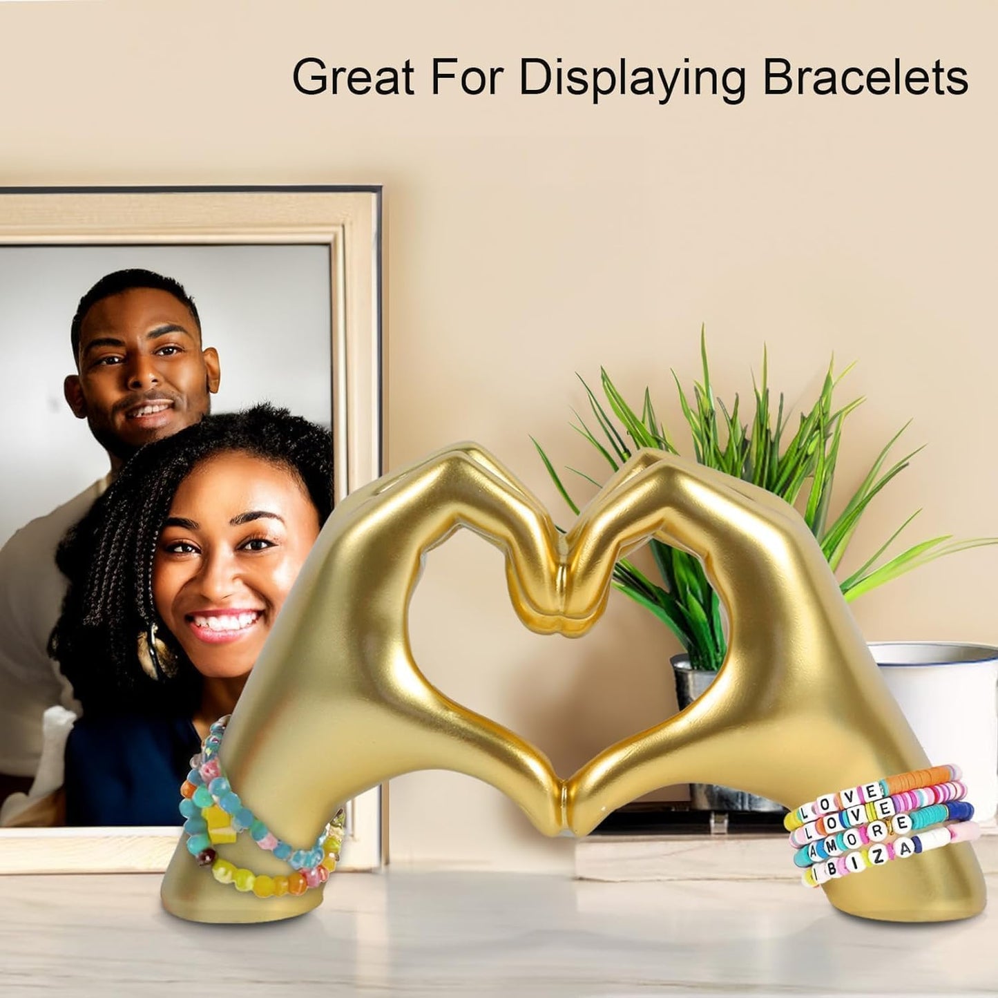 MCHERRY Heart Shape Hand Gesture Statues, Modern Art Sculpture Personalized Finger Home Decoration for Wedding Home Office Desktop Gifts