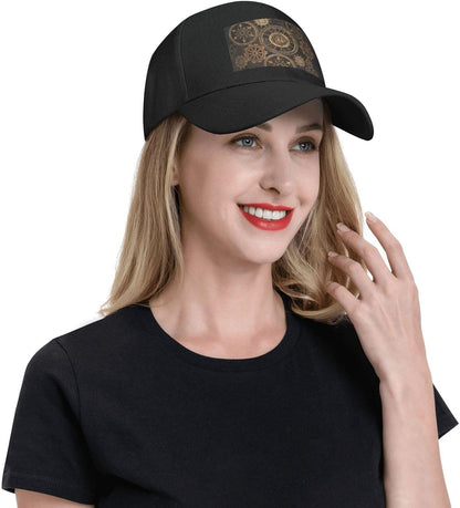 WOPQS Gears Clock Bronze Century Tinta unita Curvo tesa Duckbill Cap Outdoor Travel Beach Sun Hat Cappello da baseball