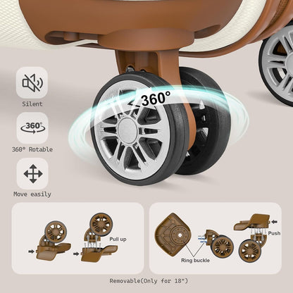 Melalenia Luggage Set 4 Piece Carry On, ABS Hardside Suitcase with TSA Lock and Spinner Wheels,Beige Brown(20 inch)