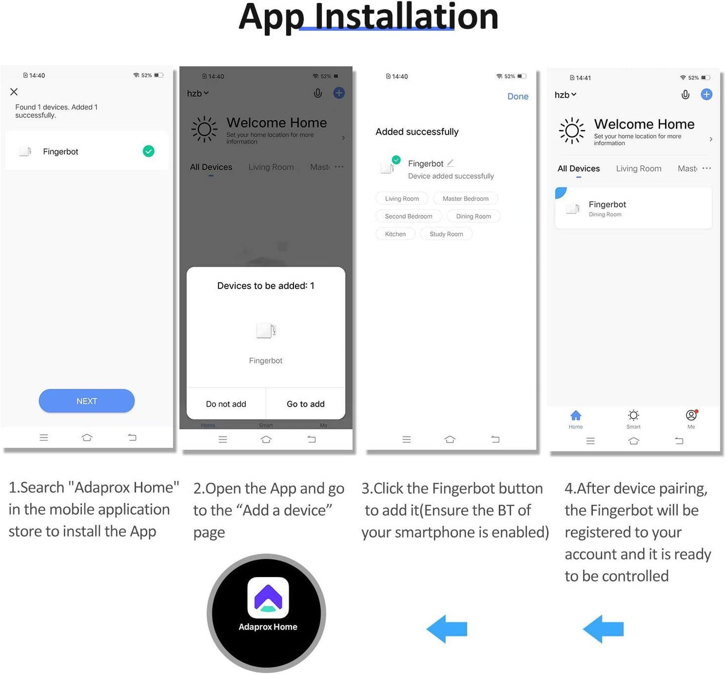 Fingerbot -Controller BT Home Automation Controller for iOS Android Phone No Wiring Wirel App or Timer Control Compatible with Alexa Home Voice Control