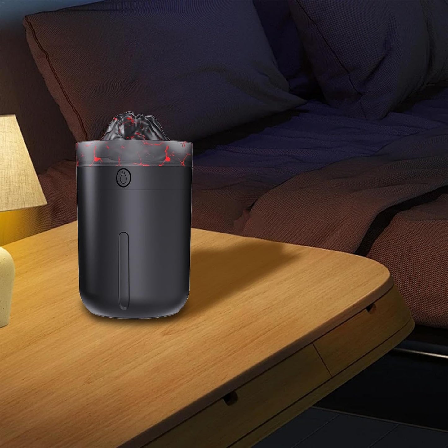 Humidifier For Bedroom,145g Volcano Humidifier, Oil Diffuser Electric With Ambient Light And 2 Fog Modes, Multi-Colored Flame Humidifier With Mist Control Ultrasonic Air Diffuser For Personal Use