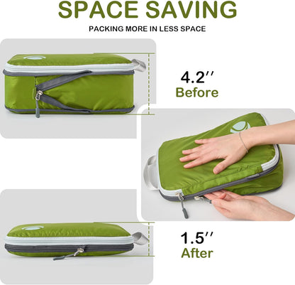 Cipway Compressor Organizer Suitcase, Expandable Travel Bag, Ultralight Space-Saving Travel Organizer for Clothes for Backpacks or Hand Luggage (Green, 8 Pieces)