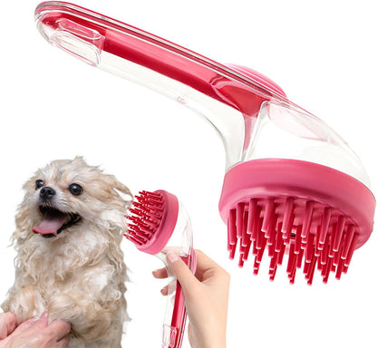 Mimoqk Dog Bath Brush, Silicone Grooming Comb, Pet Massage Cleaner with Shampoo Dispenser, Soft Bristles for Puppy, Kitten, Small Animals, Bathing and Shower Accessory