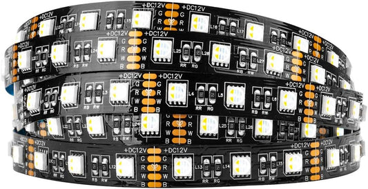 BTF-LIGHTING 5050 RGBW RGB+Warm White(2700K-3000K) 4 Colors in 1 LED 5M 60LEDs/m Multicolor LED Tape Lights IP30 PCB Black Non Waterproof DC12V for Bedroom Decoration