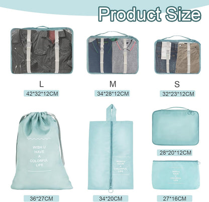 Suitcase Organizer, 7 Pieces Travel Cube System, Travel Suitcase Organizers, Space-Saving Suitcase Organizer, for Vacation and Travel, Organizer Suitcase Set, Travel Useful Accessories