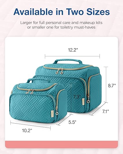 BAGSMART Travel Toiletry Bag, Large Wide-open Travel Bag for Toiletries, Makeup Cosmetic Travel Bag with Handle