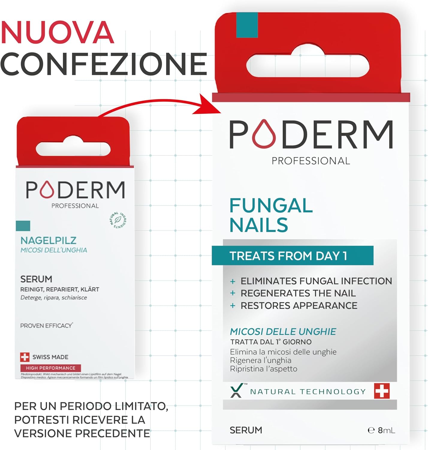 PODERM - NAIL MYCOSIS TREATMENT 2 in 1 - Herbal with extraordinary antifungal and repairing qualities - Professional hand/foot treatment - Quick and easy - Swiss Made