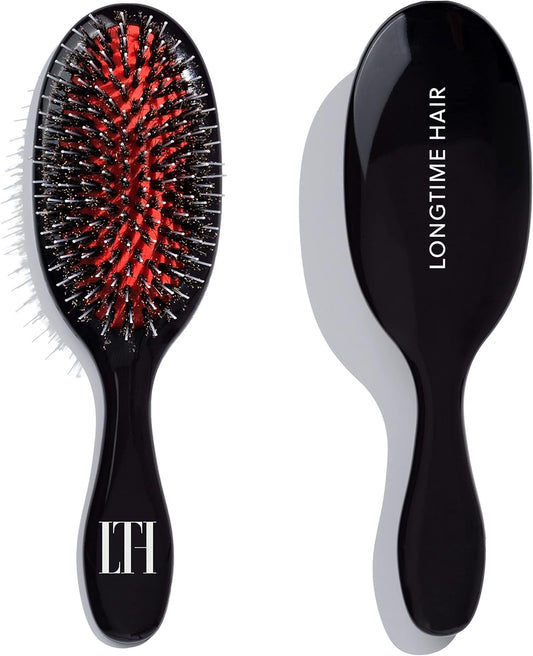 LONGTIME HAIR® Hair Brush for Extensions, Care Brush for Hair Extensions, Wig and Toupees, Natural Boar Bristles and Nylon Bristles, Ideal for Detangling and Caring for Real Hair Extensions