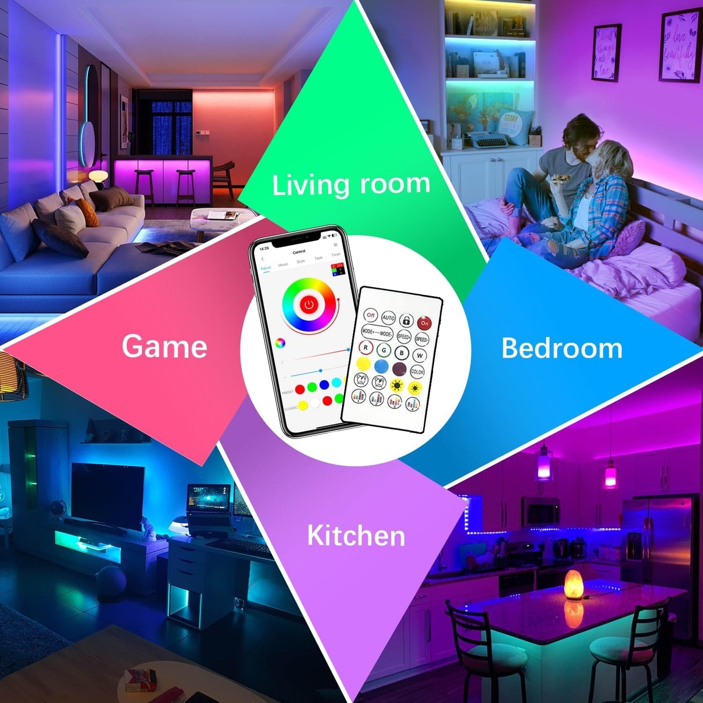 Cozylady WiFi LED Strip Lights 15m(2rolls of 7.5m), Smart RGB Light Strips Compatible with Alexa, Google Home, APP Control,Music Sync RGB Lights for Bedroom Children's Room Party Decor Gift