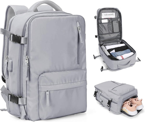 Lendolk Large Travel Backpack Women, Carry On Backpack Men,Hiking Backpack Waterproof Outdoor Sports Rucksack Casual Daypack School Bag Fit 14 Inch Laptop with USB Charging Port Shoes Compartment