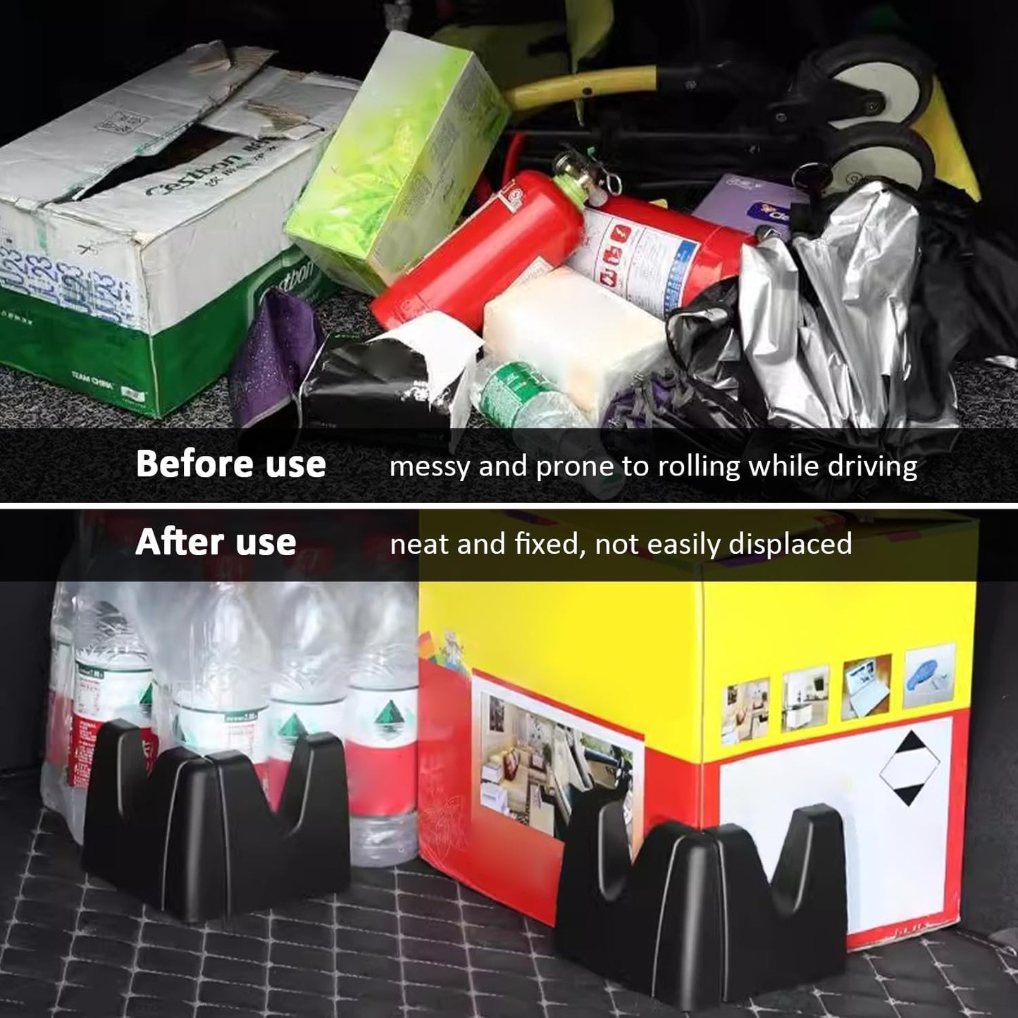 EHERDM 2 Pack Adjustable Trunk Divider - Automotive Storage Organizer - Space-saving Car Grocery Organizer - Multipurpose Trunk Carrier for SUV, Van, Minivan