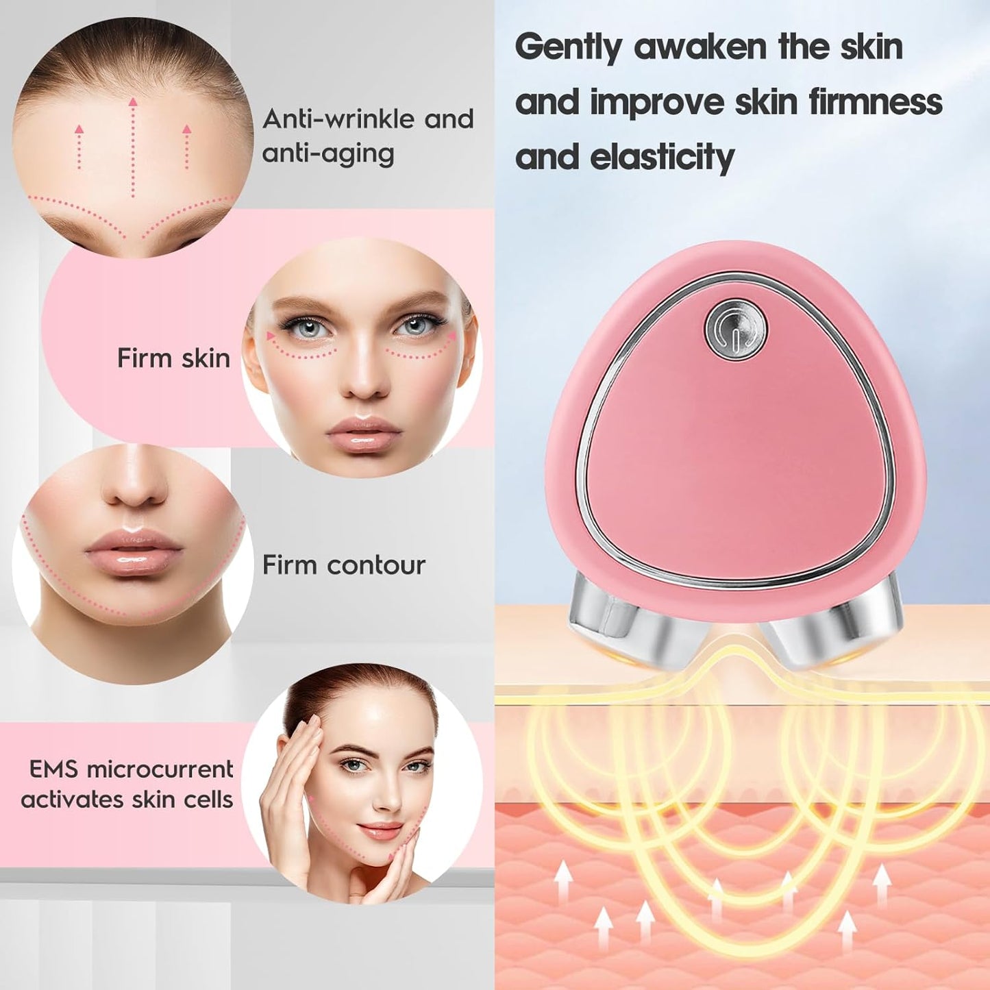 Microcurrent Facial Device,Mini Microcurrent Facial Massager,Home Use Skin Care Tools for Face Lift Toning/Firming,Gifts for Women & Men
