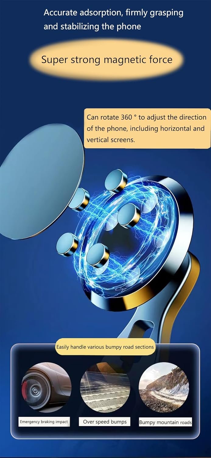 JXBCGAL Car Phone Holder, Magnetic Mobile Phone Holder, 360° Dashboard Phone Holder Compatible with Smartphones Like iPhone