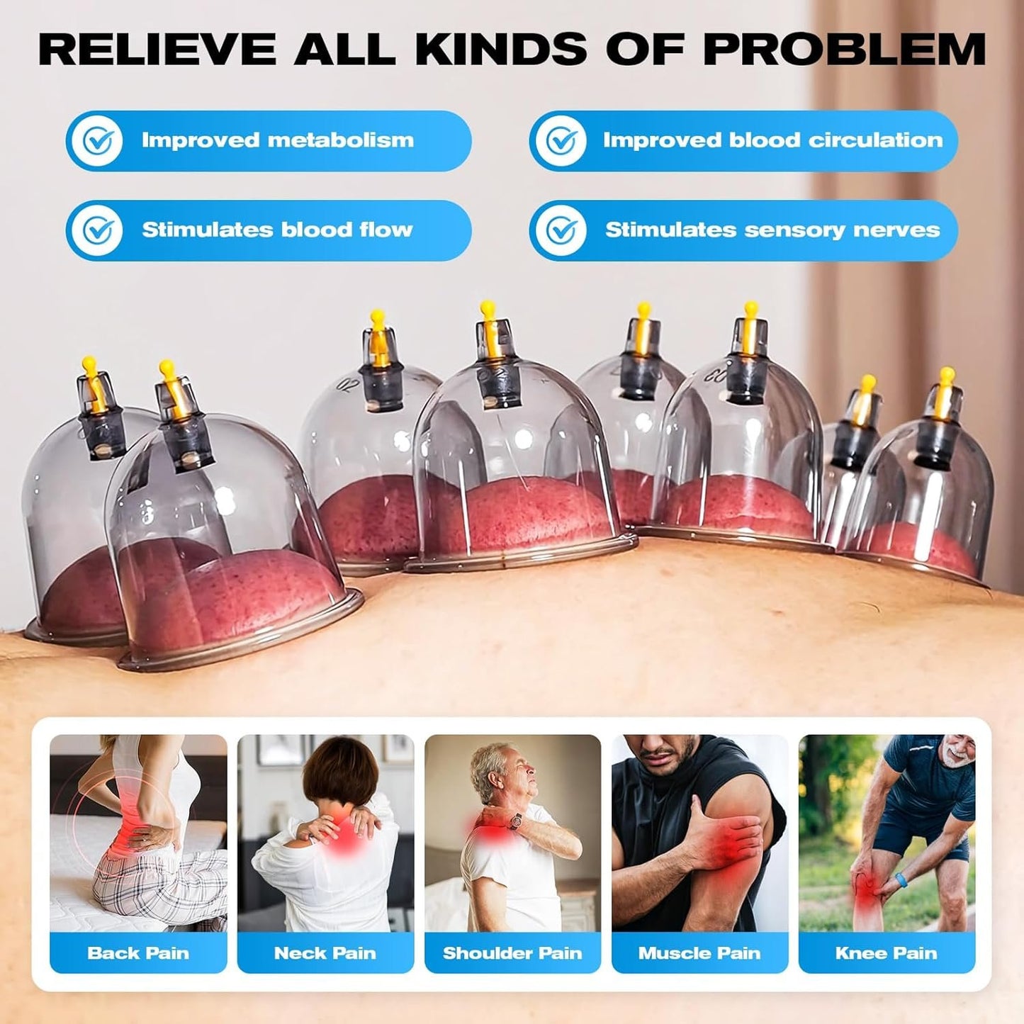 New Cupping Set - Multifunctional Cupping Therapy Kit for Massage, Professional Chinese Vacuum Cupping with Magnets, Cellulite & Muscle Pain Relief, Includes Manual Pump (13 Cups)